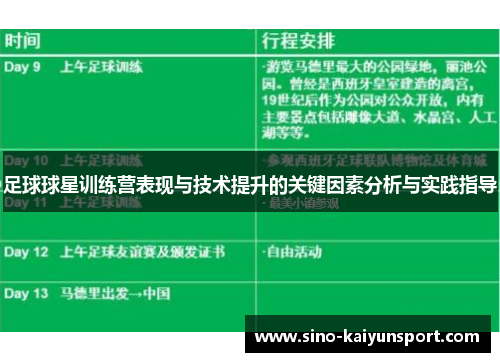 足球球星训练营表现与技术提升的关键因素分析与实践指导 足球球星训练营表现与技术提升的关键因素分析与实践指导